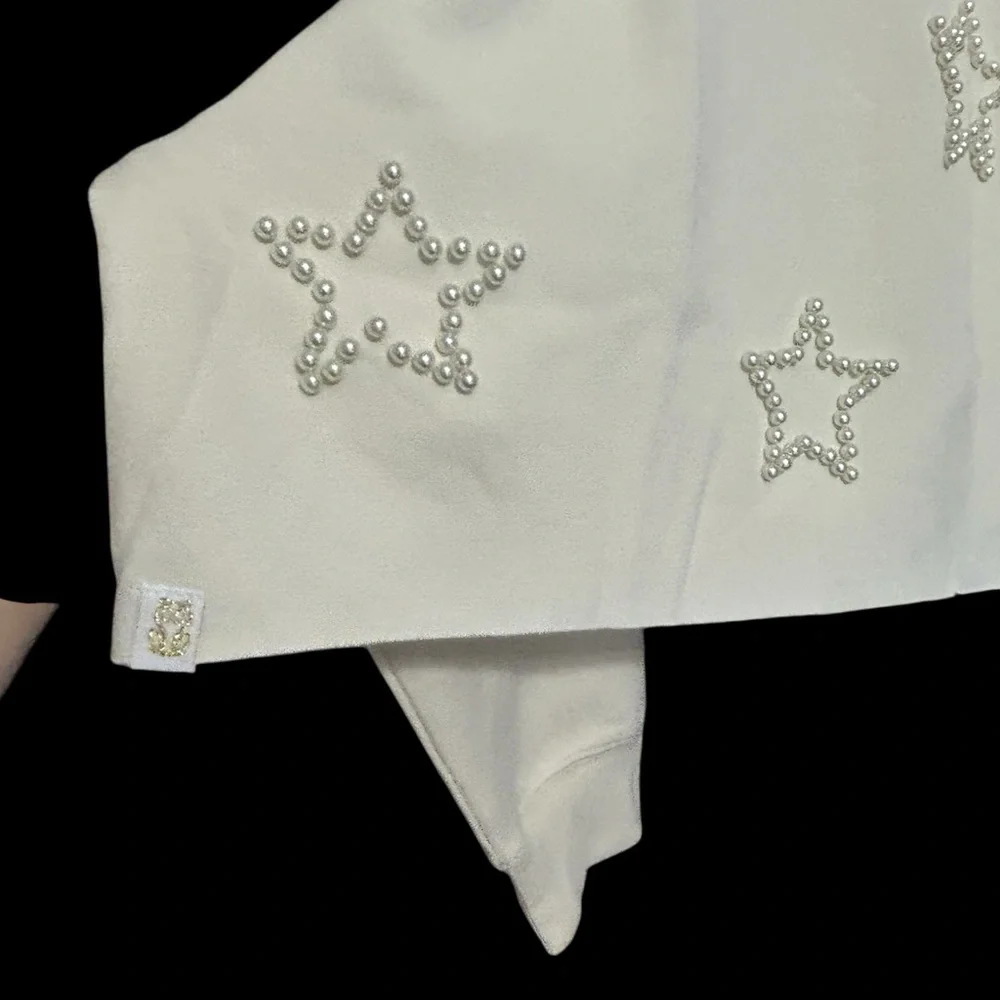 Cream Star Embellished Women's Sweater Simply Southern Size Small